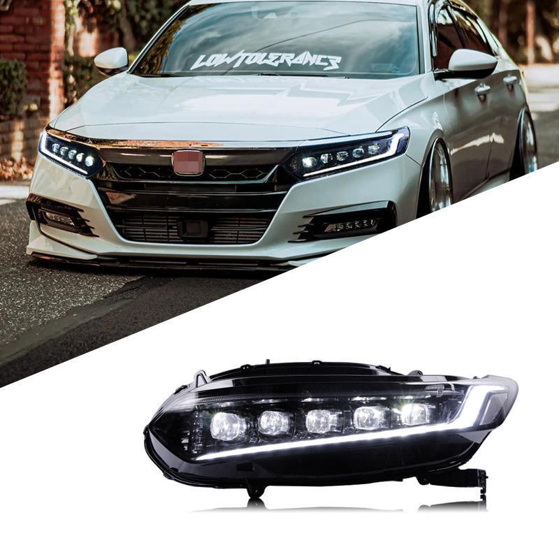 For Honda 10th generation Accord headlight assembly modified LED lens headlights running horse daytime running lights LED stream