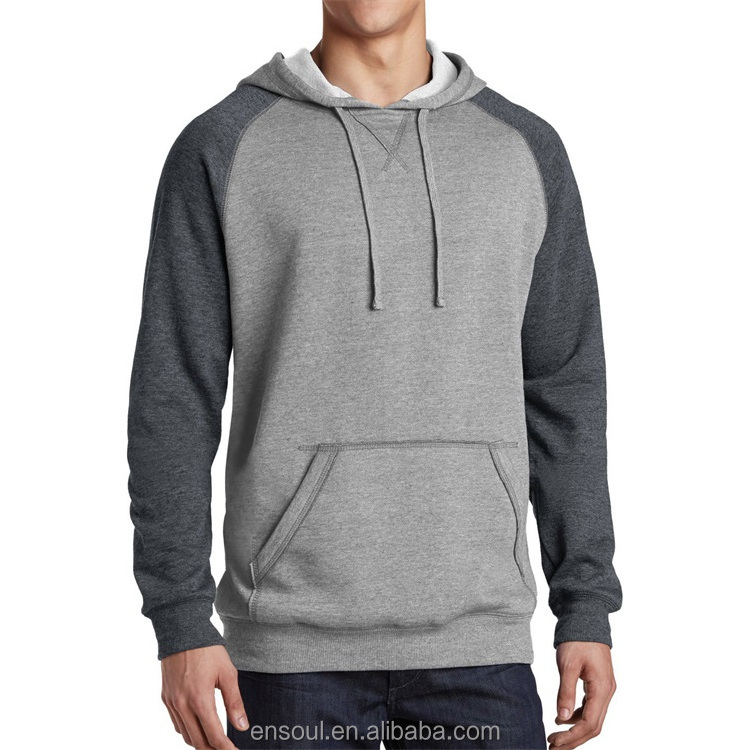 Autumn Wholesale Colorblock 400gsm Contrast Stitching Fleece Custom Logo Raglan Soft Cotton Hoodie