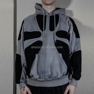 Custom Logo Cock Hoodie Pullover Cotton Hoodie Patchwork Two Tone Oversized Streetwear 2 Tone Heavyweiglorbloht Cotton Hoodies