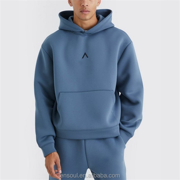 Custom 450gsm Plain Hoodies Hooded French Terry Heavyweight Boxy Pullover Print Hoodies For Men