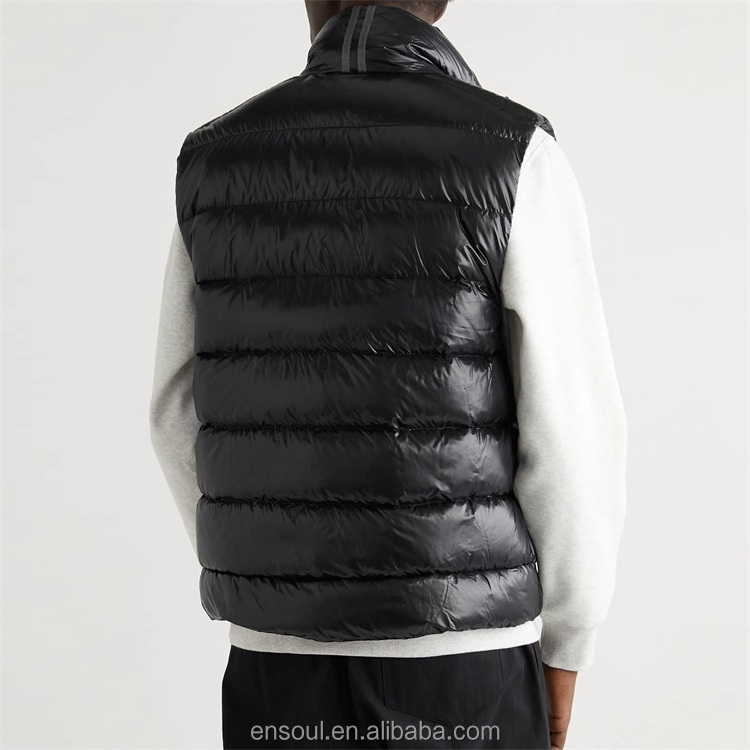 Wholesale Custom Patch Logo Funnel Neck 100% Nylon Waterproof Down Puffer Vest For Men