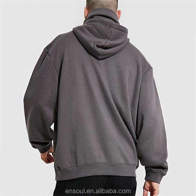 Custom men Kangaroo Pouch Pocket black full zip blank plain ninja hoodie with face covering