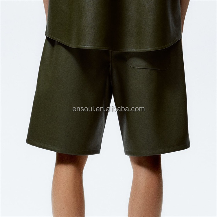 OEM Custom Oversized Luxury Loose Low Crotch Genuine Pu Leather Shorts For Men