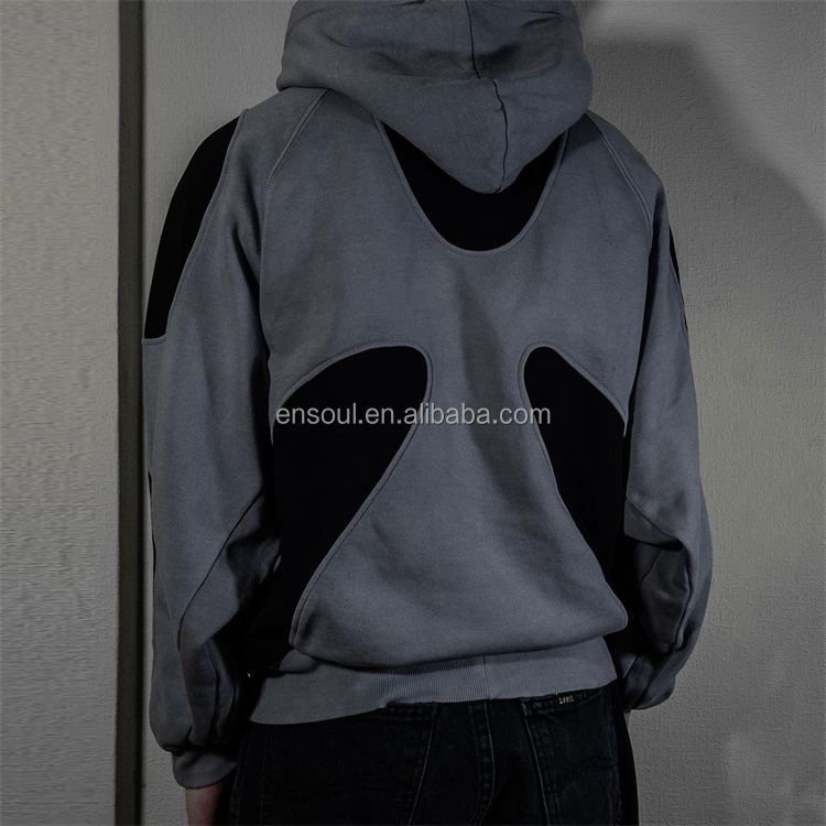 Custom Logo Cock Hoodie Pullover Cotton Hoodie Patchwork Two Tone Oversized Streetwear 2 Tone Heavyweiglorbloht Cotton Hoodies