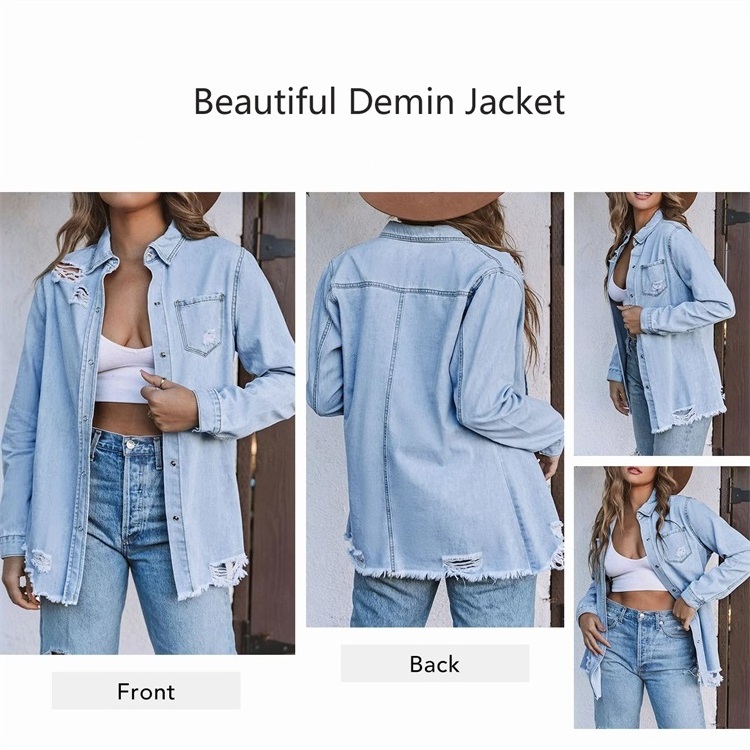 Wholesale Denim Jackets Cotton Suppliers High Quality Fashion Yellow  Women Long Jean Jacket