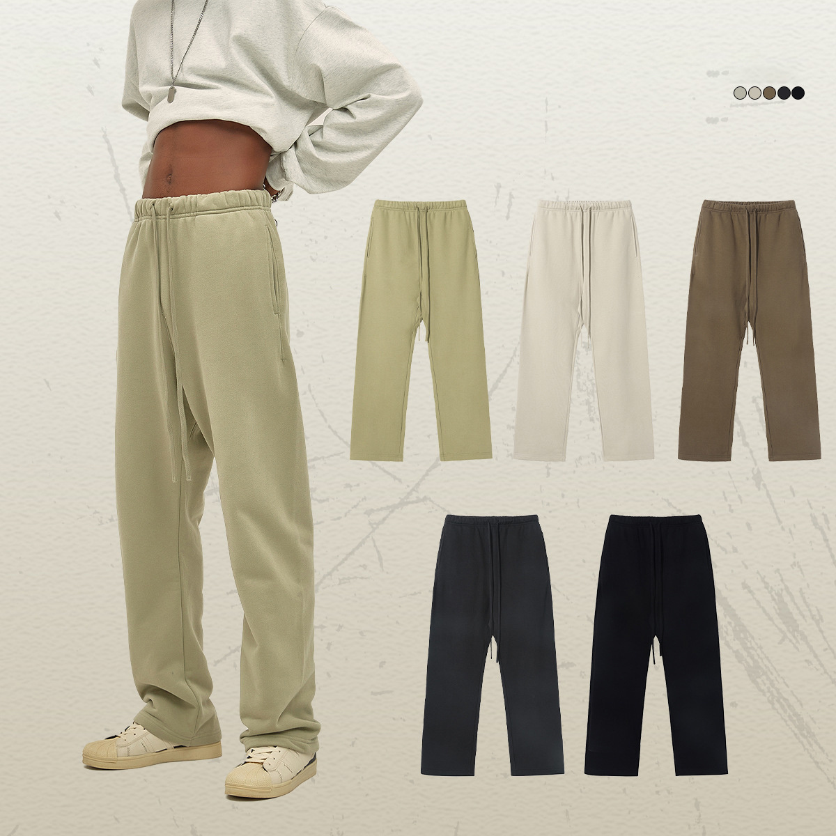 Baggy Mens Plain Jogger Blank Custom Loose Streetwear Sweatpants Elastic Waist Elastic Cuff Wholesale Sweatpants