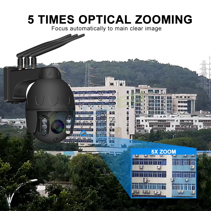 4G sim card   5x Zoom max 128G Card  camhi app outdoor waterproof 1920x 1080P Wireless IP PTZ  Camera