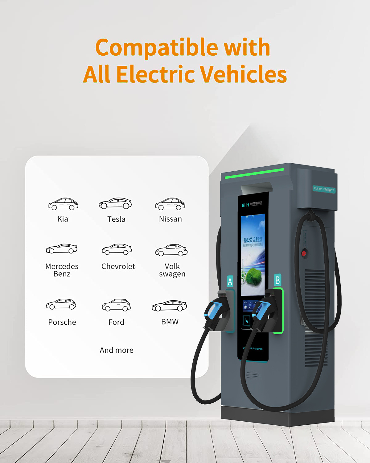 Commercial ul level 2 smart 40a 50kw 40kw 60kw type 2 uk plug dc fast 22kw cable car ev charger ev charger station for car