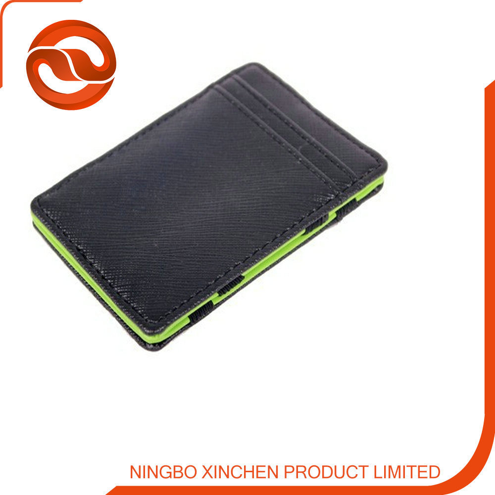 New Mens Artificial Leather MAGIC Money Clip Pocket Green Wallet Card Holder