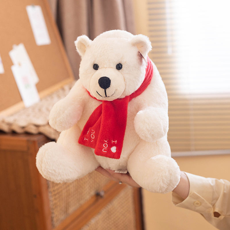 Wholesale Polar Bear Plush Toys Cute Stuffed Animals Polar Bear with Scarf Doll