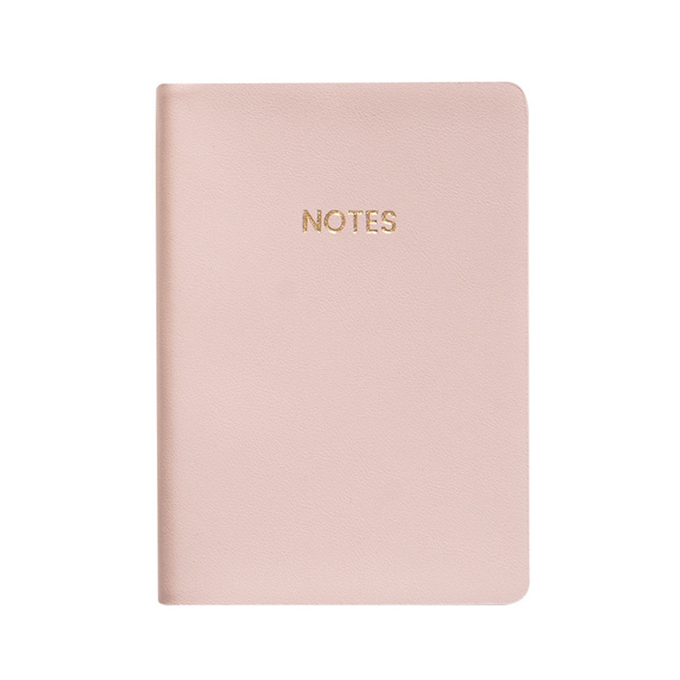 Customized Gold Logo A6 PU Leather Soft Cover Journals Lay Flat Lined Dotted Portable Stationary Notebook