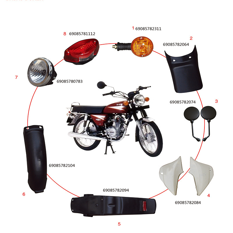 High Quality Motorbike Vehicle Accessories Complete Motorbike Plastic Body Cover Fenders For BAJAJ BOXER