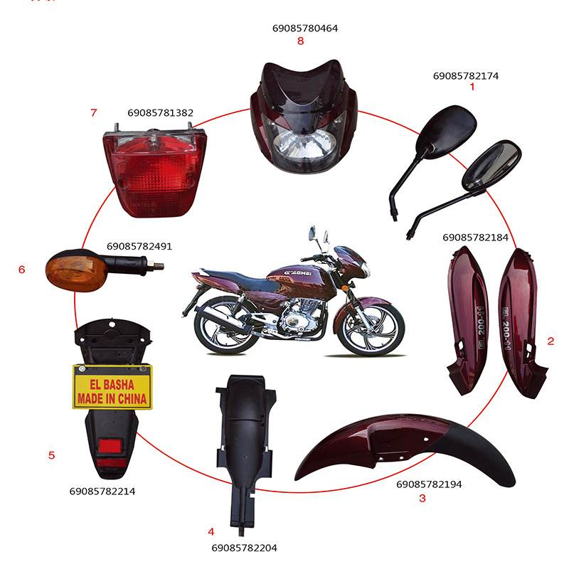 High Quality Motorbike Vehicle Accessories Complete Motorbike Plastic Body Cover Fenders For BAJAJ BOXER