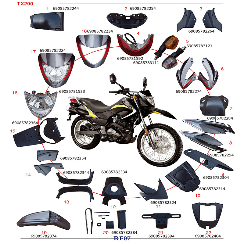 High Quality Motorbike Vehicle Accessories Complete Motorbike Plastic Body Cover Fenders For BAJAJ BOXER