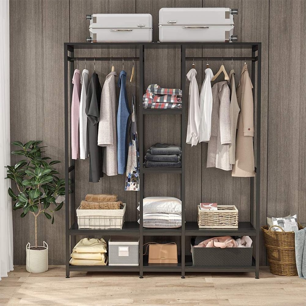 Double Rod Free Standing Heavy Duty Clothe Closet Extra Large Wardrobe Clothes Garment Rack