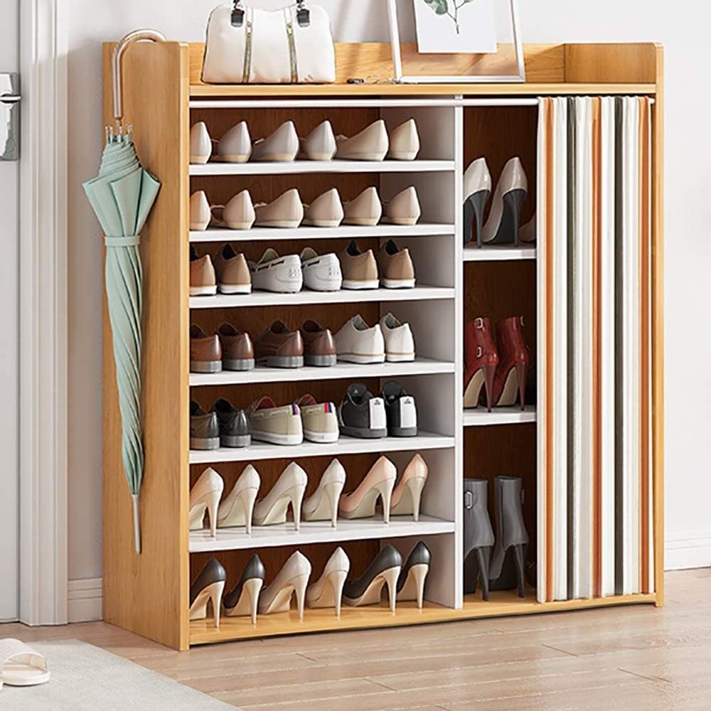 Wood Dustproof Rectangle Standing Shoe Rack Organizer  Shoe Storage Cabinet For Home Cabinet