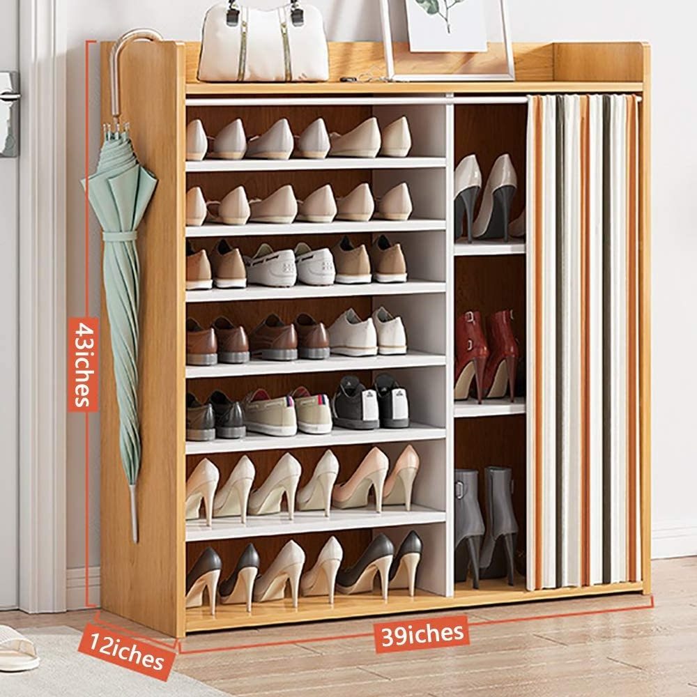 Wood Dustproof Rectangle Standing Shoe Rack Organizer  Shoe Storage Cabinet For Home Cabinet