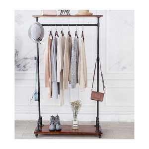 High Quality Living Room Clothing Rack on Wheels Clothing Handling Free Standing Coat Hanger and Rack for Entryway