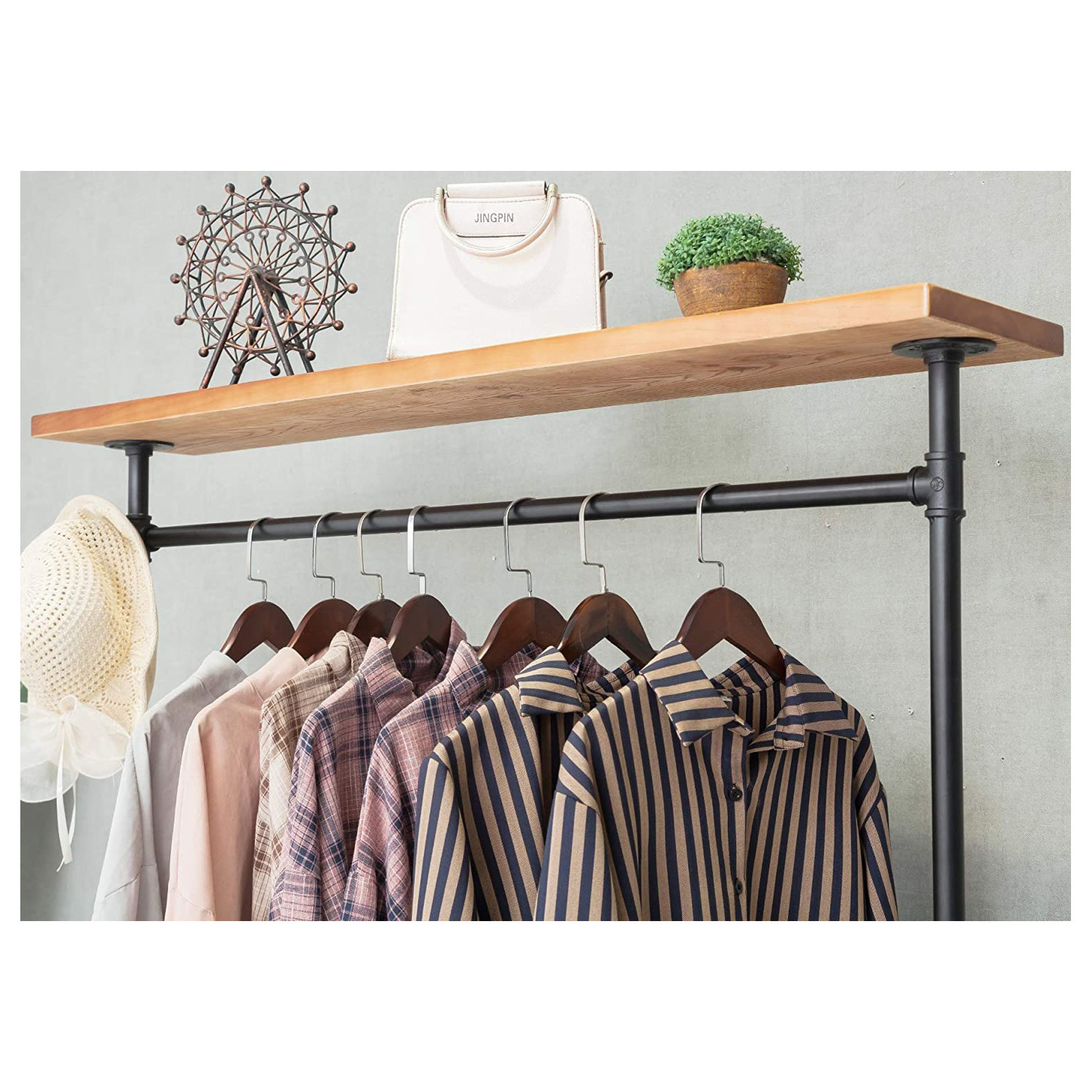 High Quality Living Room Clothing Rack on Wheels Clothing Handling Free Standing Coat Hanger and Rack for Entryway