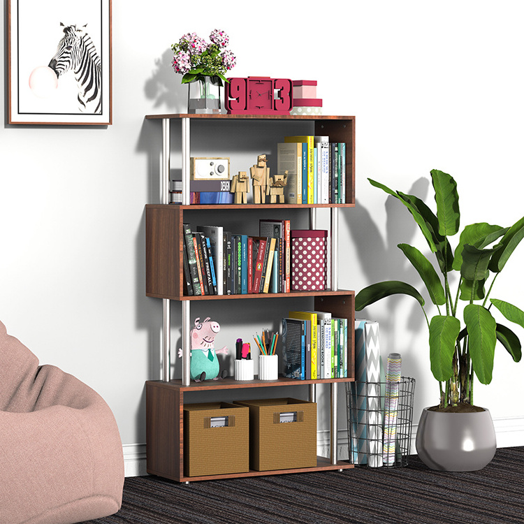 Vekin Wooden S Shape Bookshelf Storage Display Unit 5 Shelf Display Storage Shelves Bookcase Home Decor Furniture