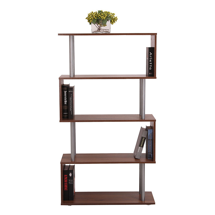 Vekin Wooden S Shape Bookshelf Storage Display Unit 5 Shelf Display Storage Shelves Bookcase Home Decor Furniture