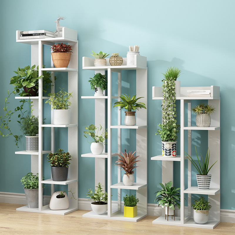 New Arrival Latest Design Flower Pot Rack Plant Stand With Drawer Tiered Plant Ladder Multi-functional Wood Steel Shelves