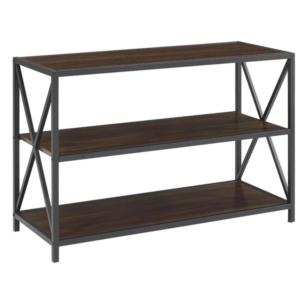 Three-tier cross-frame media bookcase office simple storage shelf