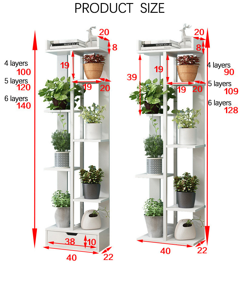 New Arrival Latest Design Flower Pot Rack Plant Stand With Drawer Tiered Plant Ladder Multi-functional Wood Steel Shelves