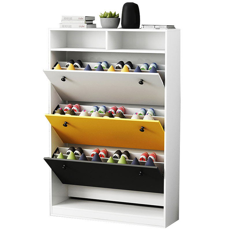 Multiple Color Finish Storage Bench Shoe Cabinet White Shoe Rack Modern Bench Storage Cabinet With 4-shelf Open Shelves