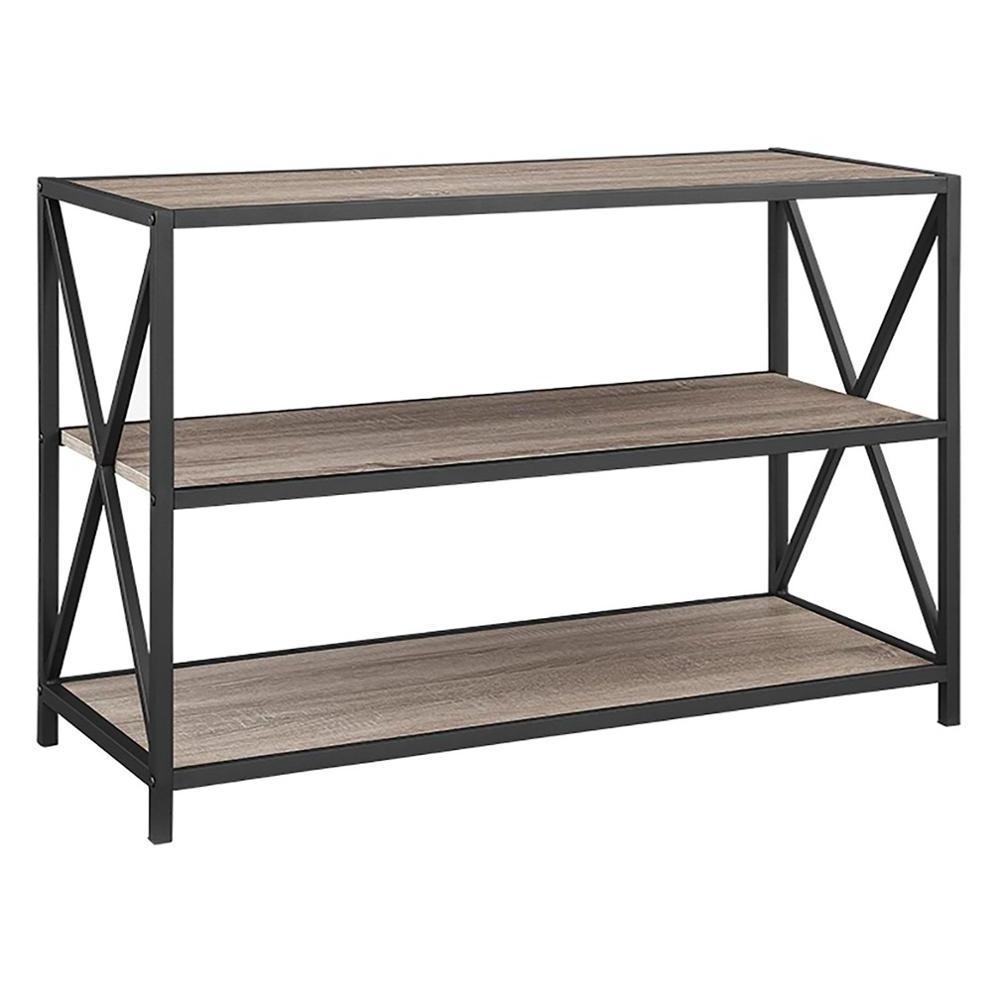 Three-tier cross-frame media bookcase office simple storage shelf