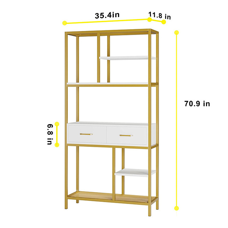 Vekin Furniture Living Room Home Office Bookshelf Bookcase 6 Layers Storage Shelves Bookshelves