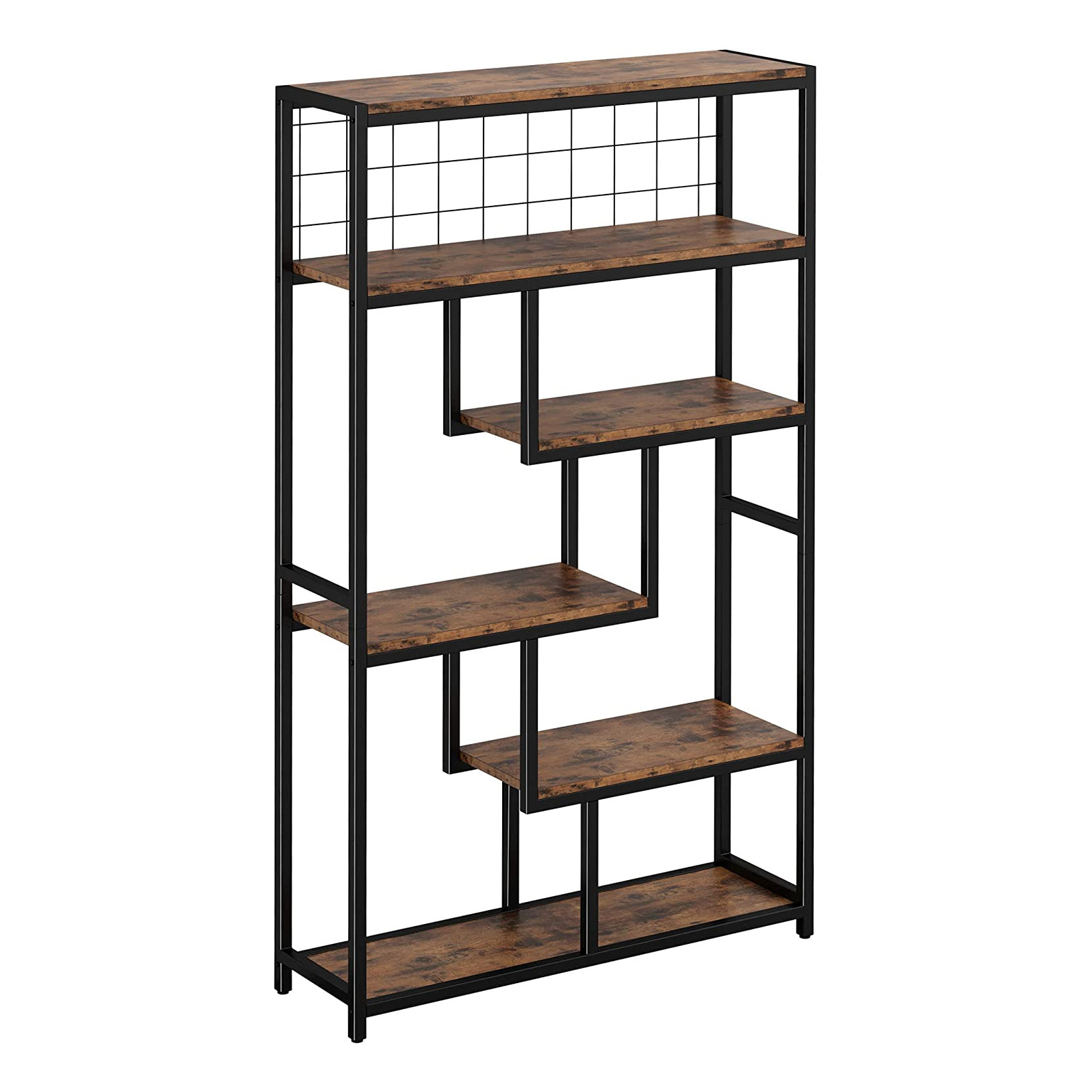 Open Display Shelves 6-shelf Etagere Bookcase Geometric Bookcase With Sturdy Metal Frame