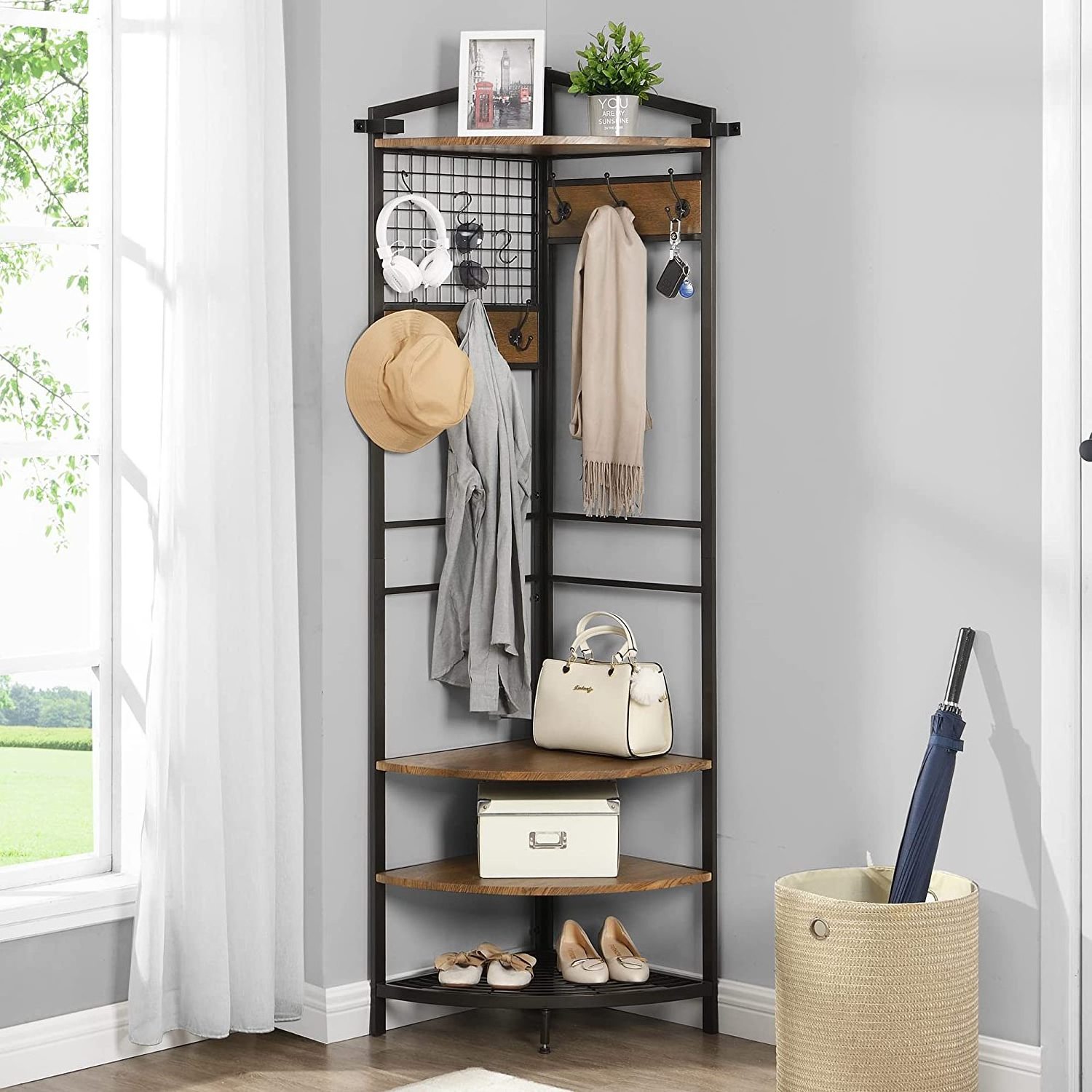 Entryway Organizer Corner Hall Tree Coat Shoe Rack With Shoes Rack Bench