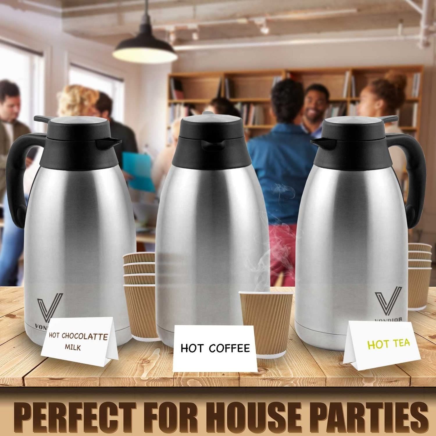 Large stainless steel Coffee Thermal Carafe  double walled insulated vacuum flask Beverage Dispenser