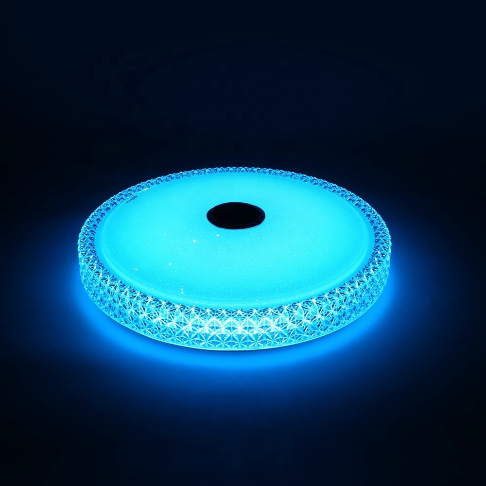 Blueteeth speaker ceiling led music light 24W 36W 48W CCT dimmable crystal rgb ceiling led light app control ceiling light led