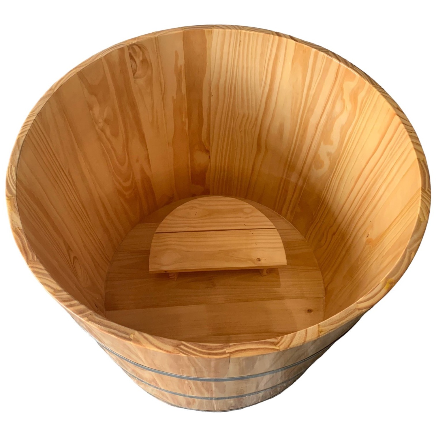 Factory Available Rustic Bathtub Pine Wood Mini Solid Wood Barrel Bathtub Supplier Small Antique Wooden Bathtub Wholesale