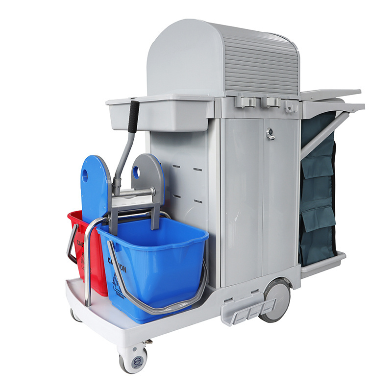 Housekeeping Cart Stainless Steel Trolley For Cleaning The Room