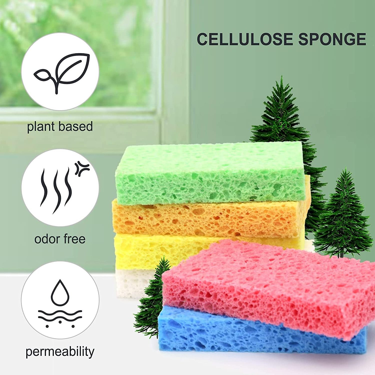 Fiber Compressed Facial Natural Cotton Cellulose Wood Pulp Pressed Sponge For Washing Dishes