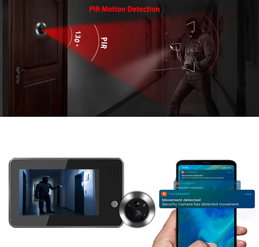 2023 with hidden peephole camera Tuya Smart 3D Face Recognition 1080P Wireless Monitor Video Doorbell