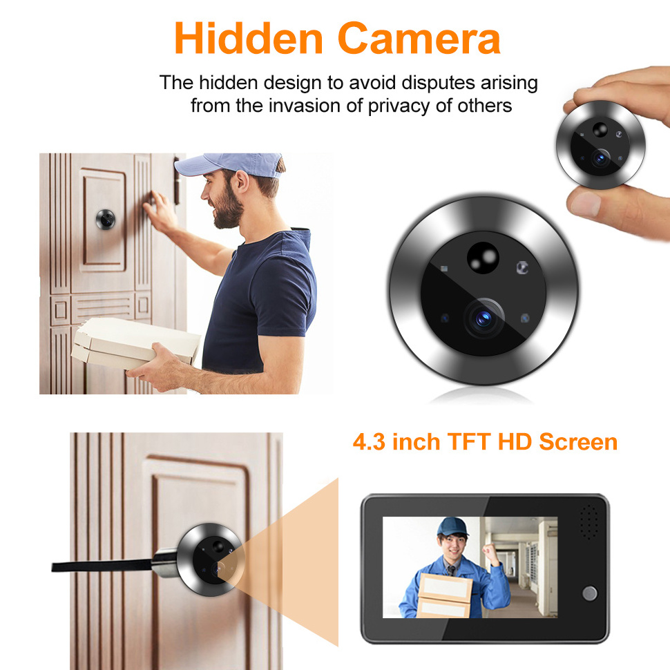 2023 with hidden peephole camera Tuya Smart 3D Face Recognition 1080P Wireless Monitor Video Doorbell