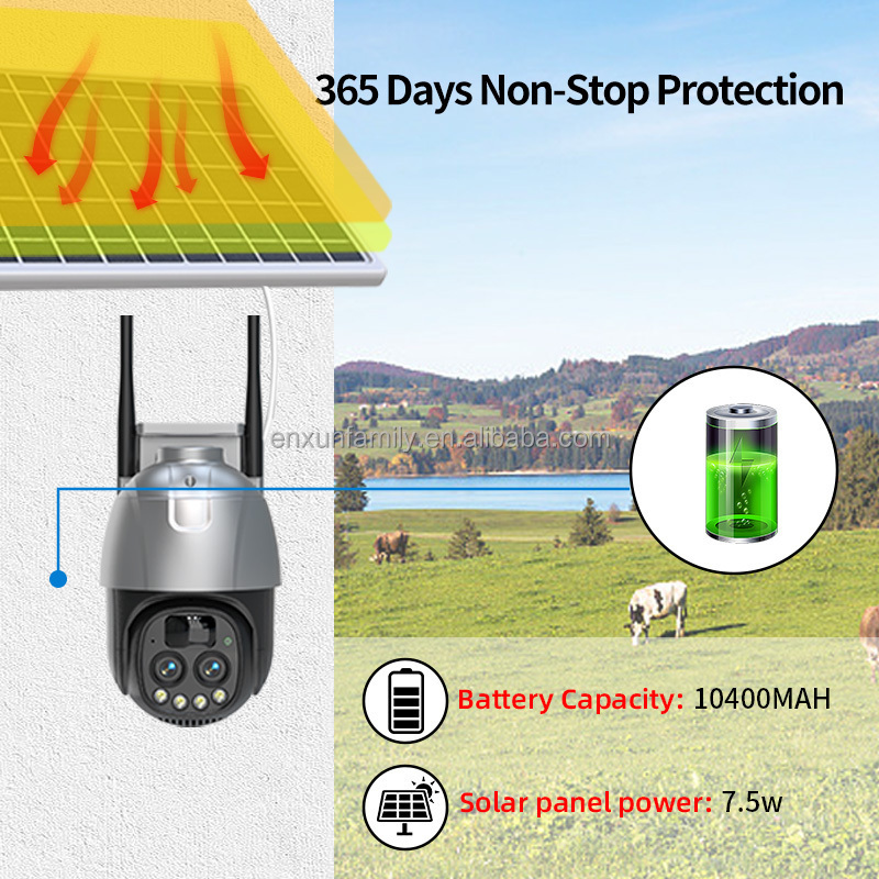 10X ZOOM IP66 Waterproof Smart HD IP CCTV 360 Network Webcam Auto Tracking Low Power 4G PTZ Outdoor Solar Camera