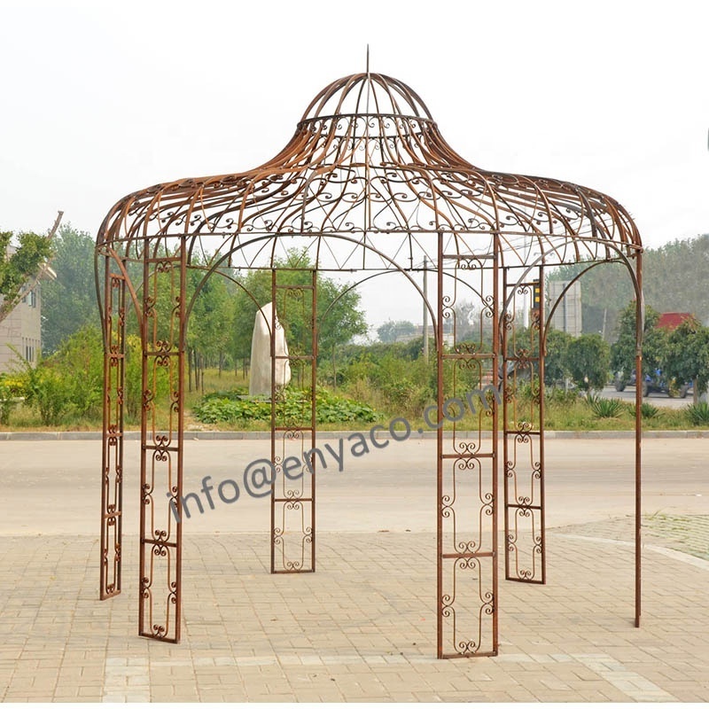 Victorian Style Outdoor Metal Gazebo Round Steel Garden 3x3