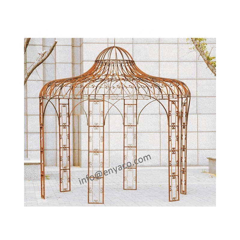 Victorian Style Outdoor Metal Gazebo Round Steel Garden 3x3