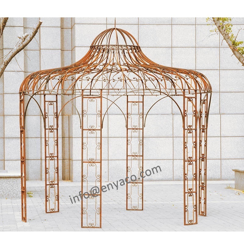 Victorian Style Outdoor Metal Gazebo Round Steel Garden 3x3