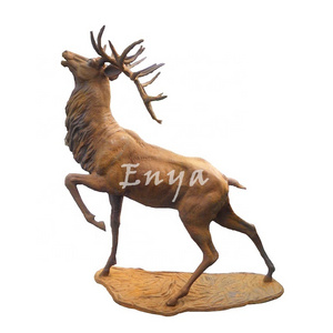 Extra Large Cast Iron Garden Lawn Rustic Ornaments Outdoor Decorative Metal Life Animals Deer Stags Sculpture Statue