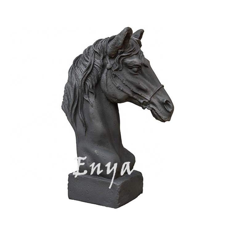 Wholesale Home Garden Antique Ornaments Large Midium Black Outdoor Decorative Cast Iron Animal Horse Head Sculpture Statues