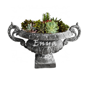 Rustik Metal Vintage Antique Roman Pot Vase Urn Planter for Home Decoration Cast Iron Hot Sale Outdoor CLASSIC Flower Pot 