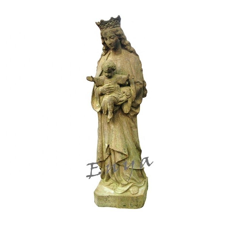 Large Cast Iron Garden Ornamental Catholic Religious Our Lady of Fatima Mother Virgin Mary And Baby Statue