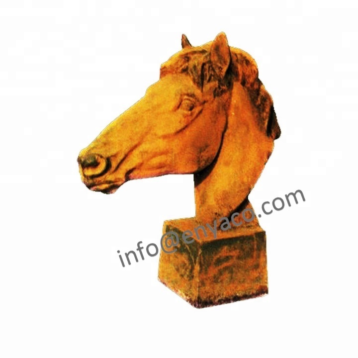 Metal Rustic Garden Lawn Life Size Decorative Cast Iron Horse Head Ornaments Sculpture Statue