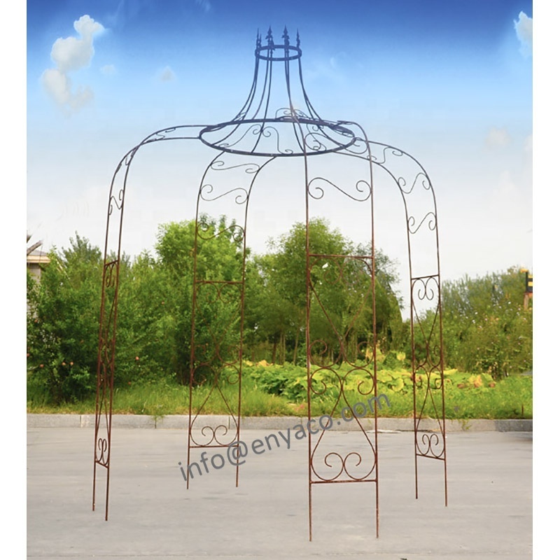 2x3m Simple Design Round Easy Assembly Antique Iron Garden Pergola Gazebo Outdoor